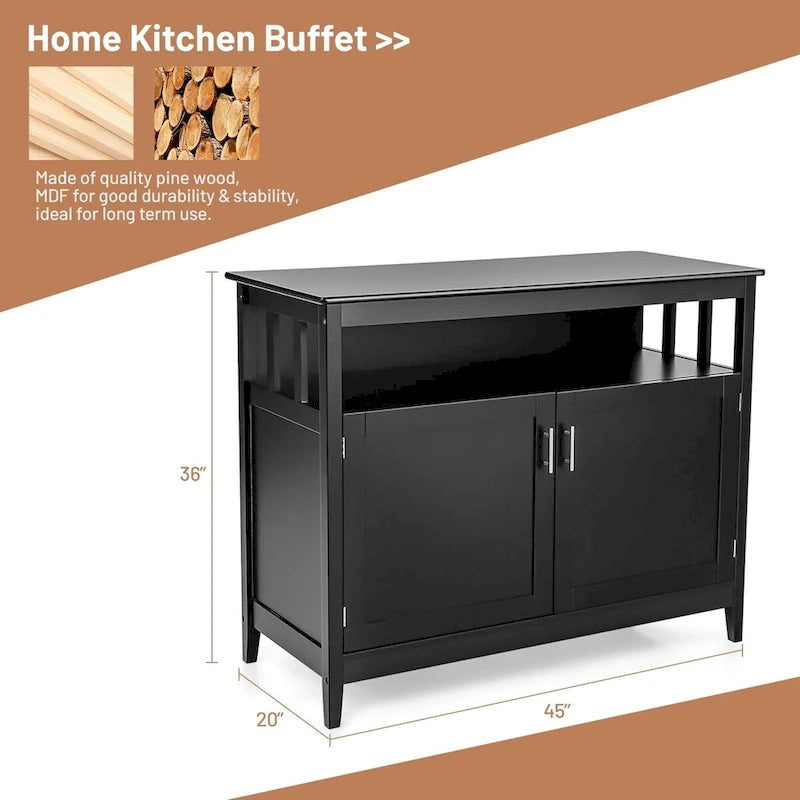 Mueble de cocina de madera moderno - Negro - 44.9 x 20.1 x 35.8 (Largo x Ancho x Alto)