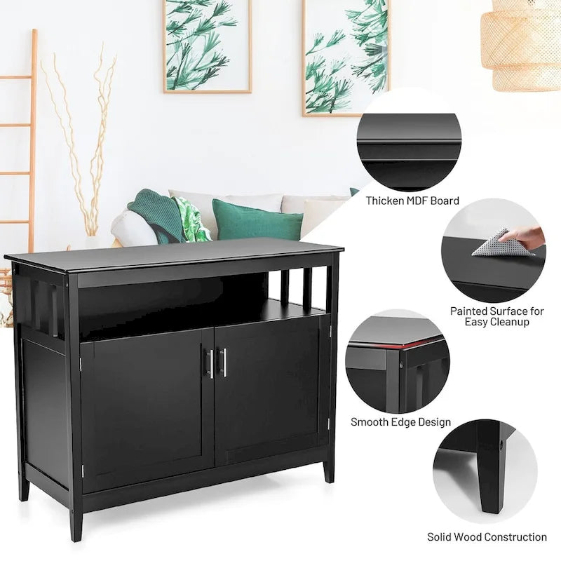Mueble de cocina de madera moderno - Negro - 44.9 x 20.1 x 35.8 (Largo x Ancho x Alto)