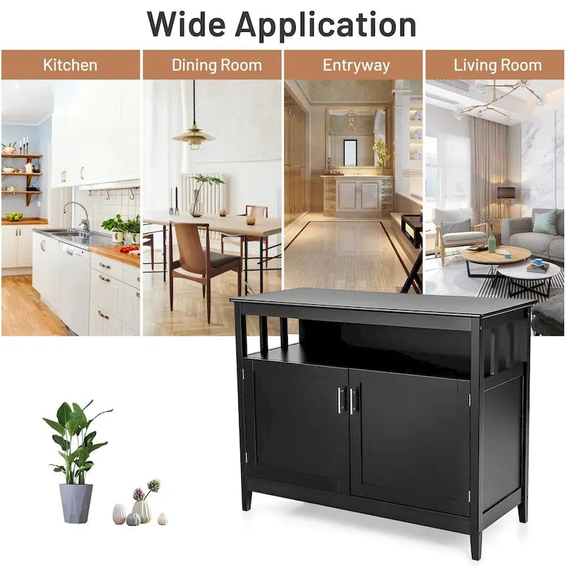 Mueble de cocina de madera moderno - Negro - 44.9 x 20.1 x 35.8 (Largo x Ancho x Alto)