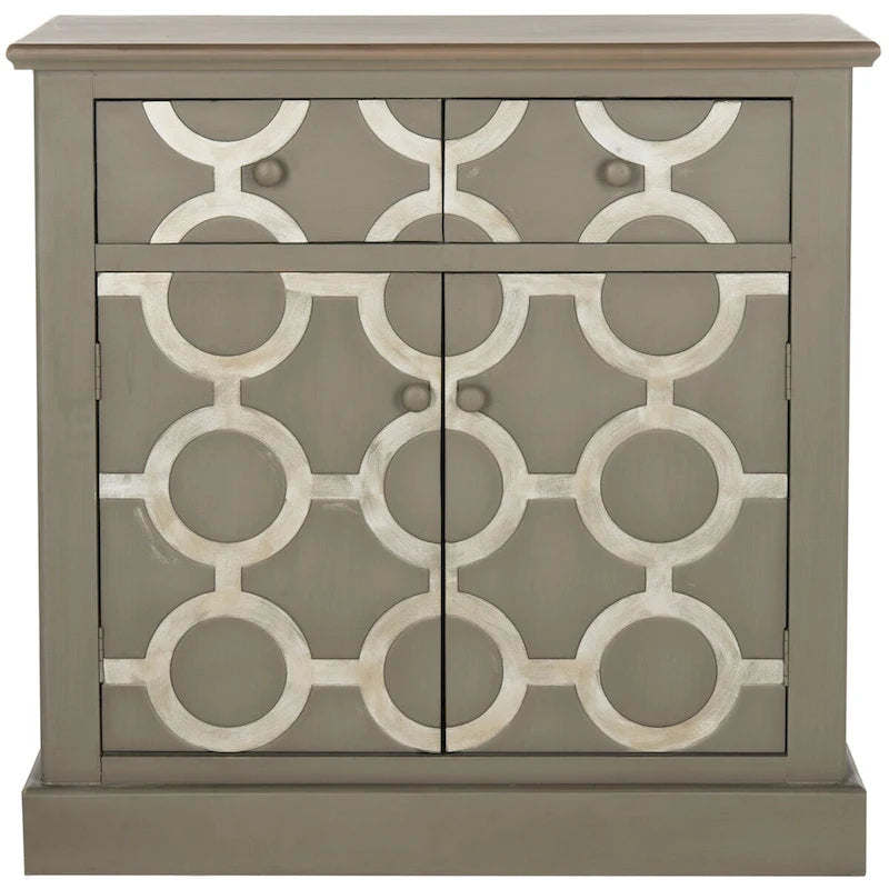 Baúl de almacenamiento gris con motivo de cadena decorativa, 29 Anchura x 15 Profundidad x 29 Altura