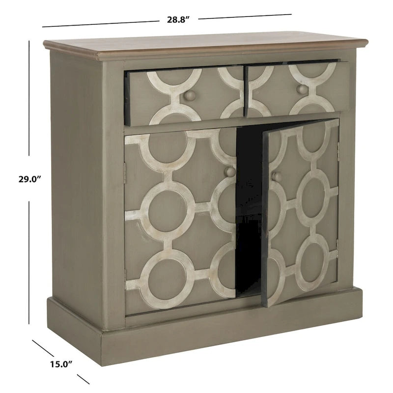 Baúl de almacenamiento gris con motivo de cadena decorativa, 29 Anchura x 15 Profundidad x 29 Altura