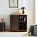 Mueble de Barra de Café con Botellero, Aparador con Puerta Corredera Tipo Granero y Cajón, Estantes de Almacenamiento Ajustables, para Sala de Estar, Comedor