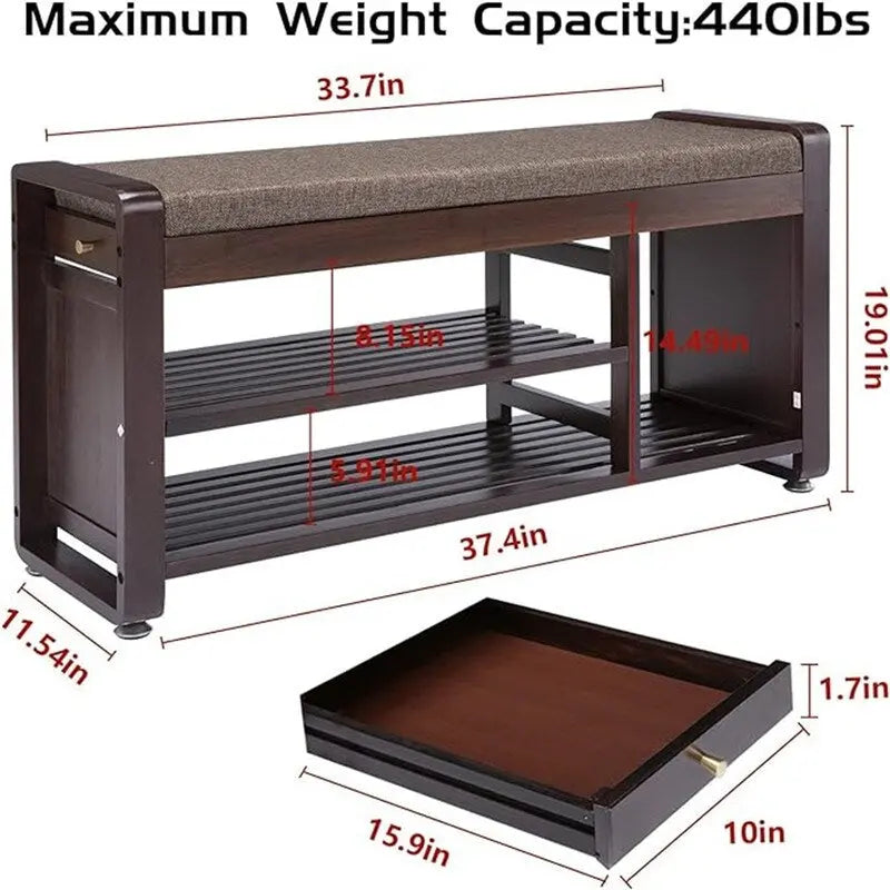 Banco zapatero de 2 niveles - 11,7D x 39W x 19,5H