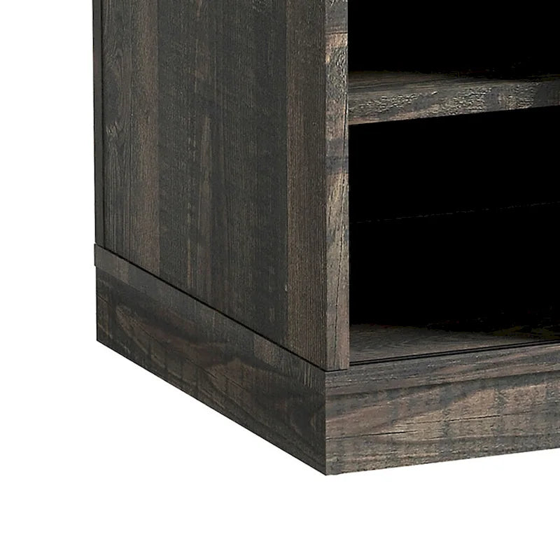 Banco de almacenamiento de madera estilo rústico vintage con puertas correderas