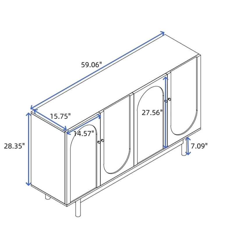 Aparador/Mueble de Almacenamiento Intaglio de 4 Puertas