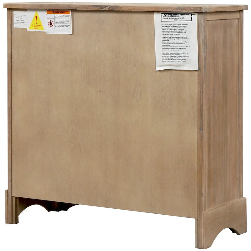 Mueble de almacenamiento de madera maciza con dos cajones y cuatro cestas de ratán, no requiere montaje