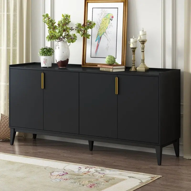 Armario de Almacenamiento, Aparador de Madera con 4 Puertas para Pasillo, Entrada, Sala de Estar, Dormitorio, Estante Ajustable