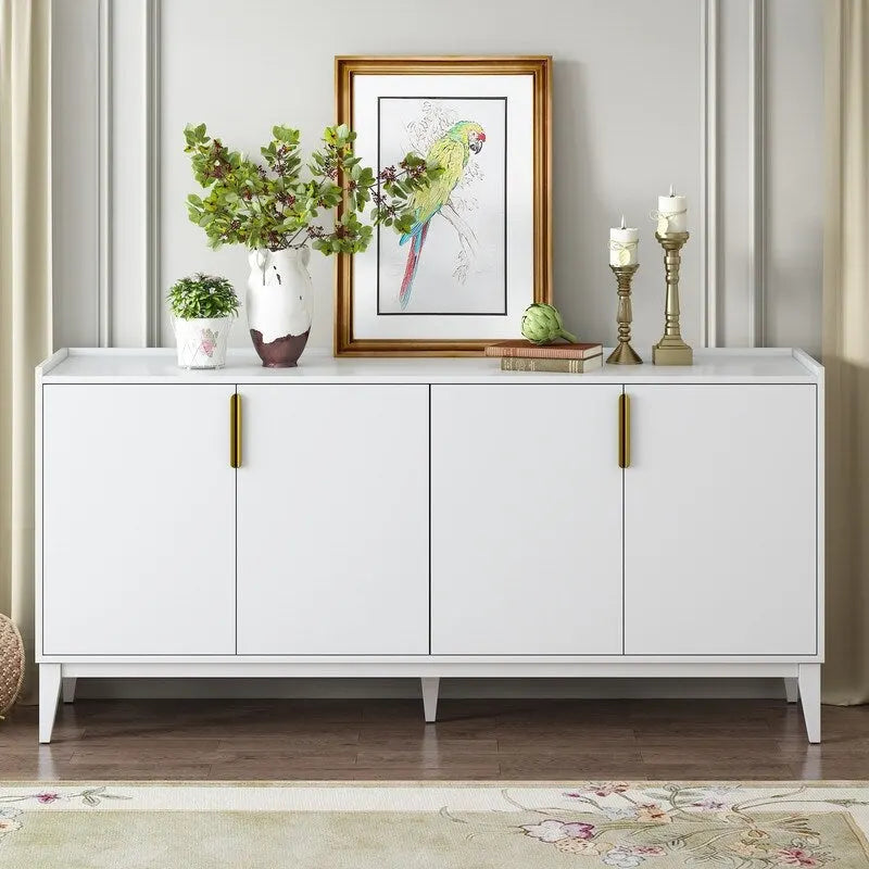 Armario de Almacenamiento, Aparador de Madera con 4 Puertas para Pasillo, Entrada, Sala de Estar, Dormitorio, Estante Ajustable