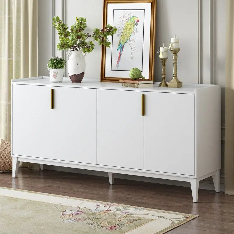 Armario de Almacenamiento, Aparador de Madera con 4 Puertas para Pasillo, Entrada, Sala de Estar, Dormitorio, Estante Ajustable
