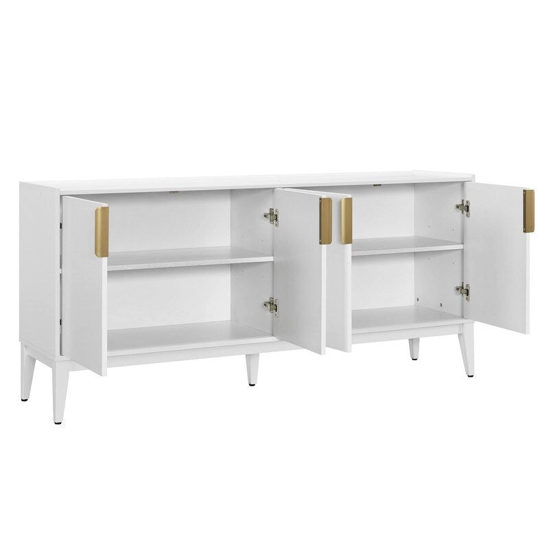 Armario de Almacenamiento, Aparador de Madera con 4 Puertas para Pasillo, Entrada, Sala de Estar, Dormitorio, Estante Ajustable