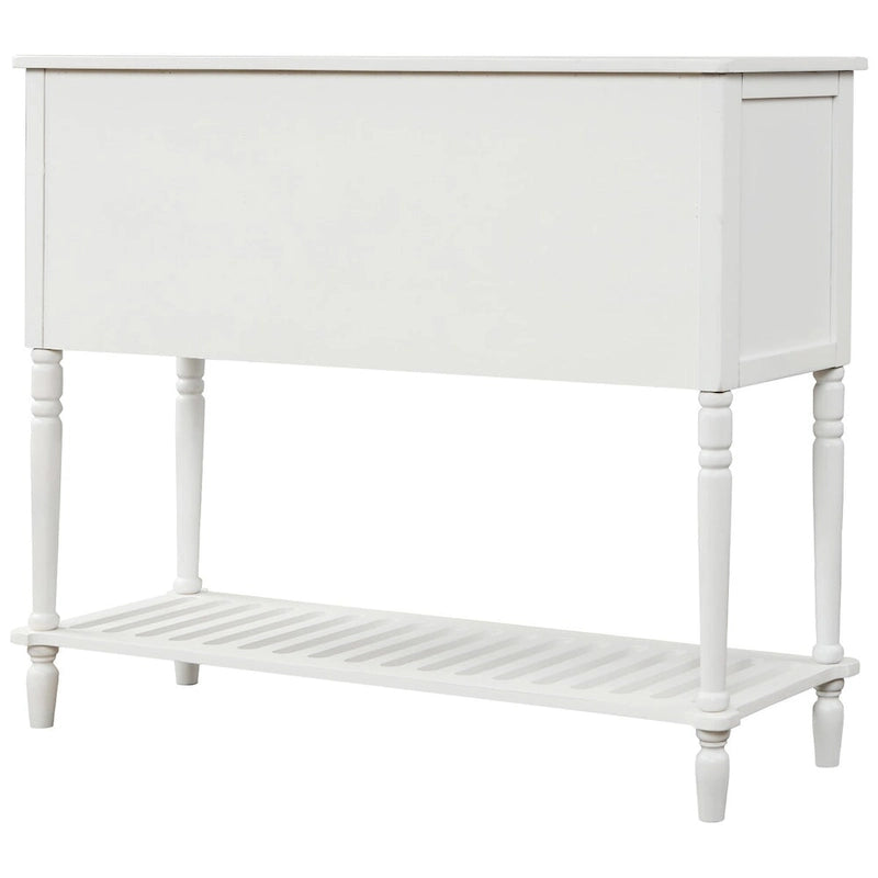 Mesa consola aparador con estante inferior y aparador de almacenamiento de madera/vidrio estilo granja - 42L x 14W x 34.2H