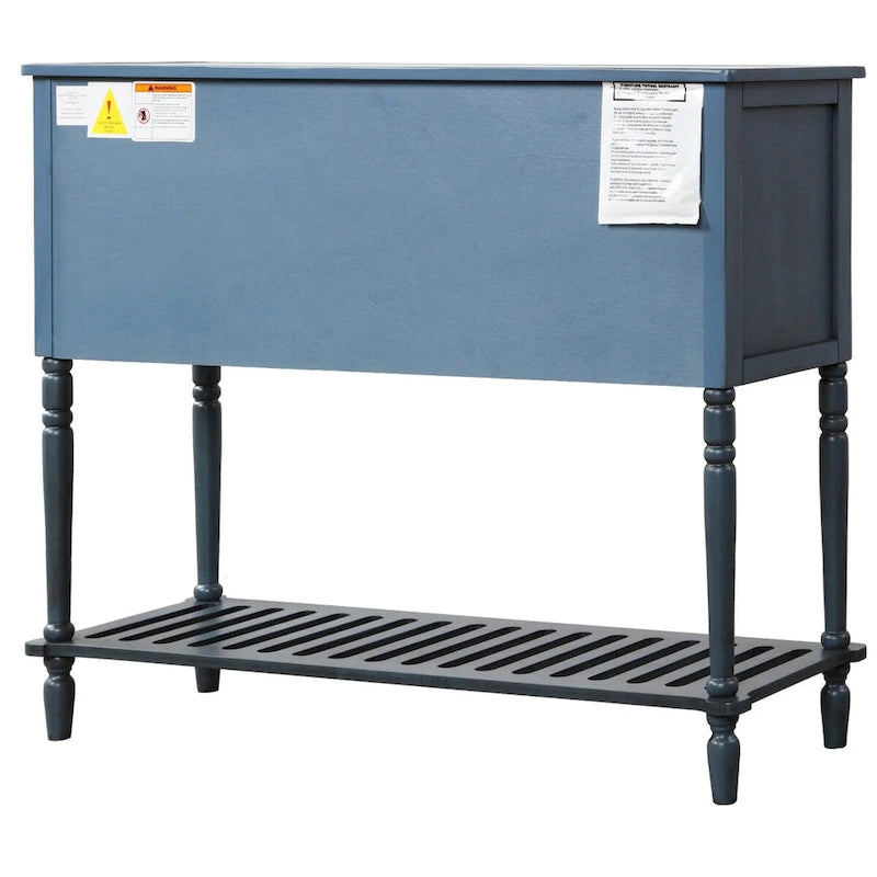 Mesa consola aparador con estante inferior y aparador de almacenamiento de madera/vidrio estilo granja - 42L x 14W x 34.2H