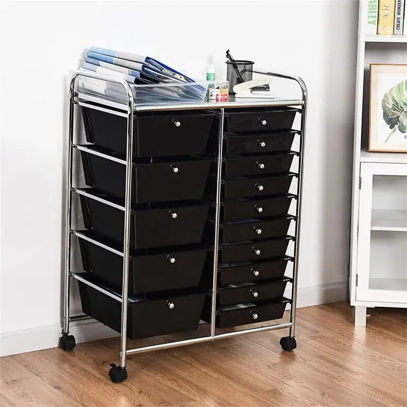 Carrito de almacenamiento rodante de 15 cajones - 14.5D x 25W x 34.5H