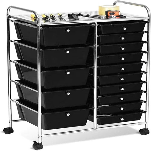 Carrito de almacenamiento rodante de 15 cajones - 14.5D x 25W x 34.5H