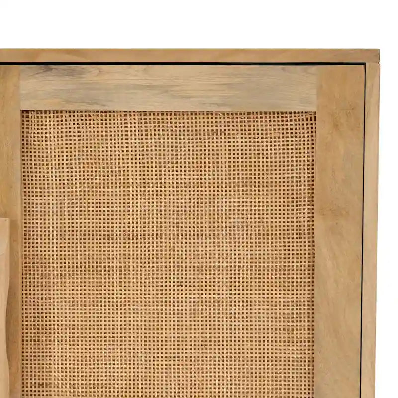 Armario de 3 puertas de madera de mango natural Spence con rejilla de caña