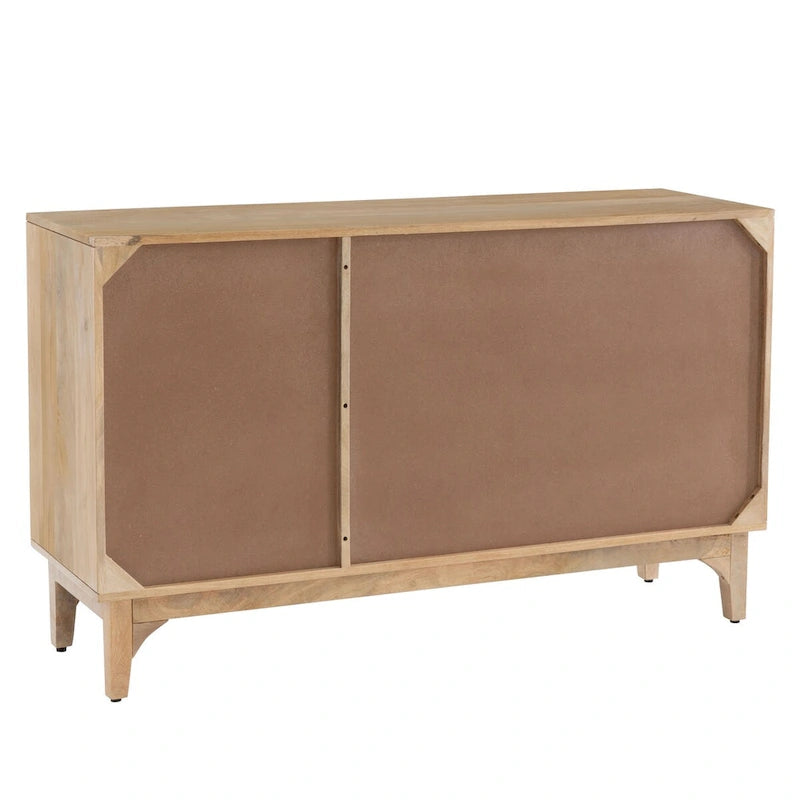 Armario de 3 puertas de madera de mango natural Spence con rejilla de caña