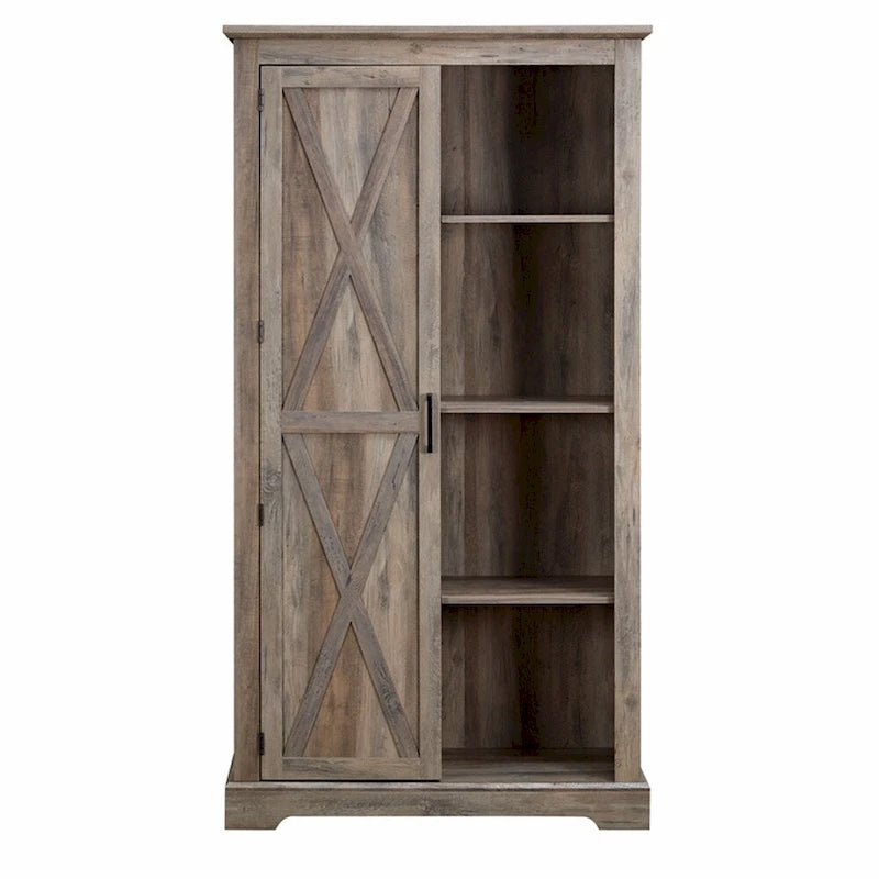 Armario alto de madera con puerta tipo granero