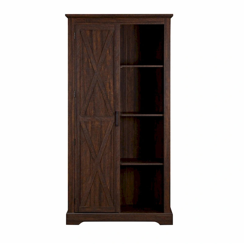 Armario alto de madera con puerta tipo granero