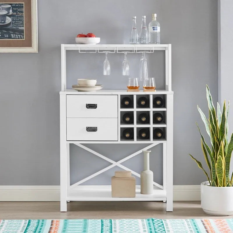 Mueble buffet de madera de 32 pulg. con botellero - Capacidad para 9 botellas