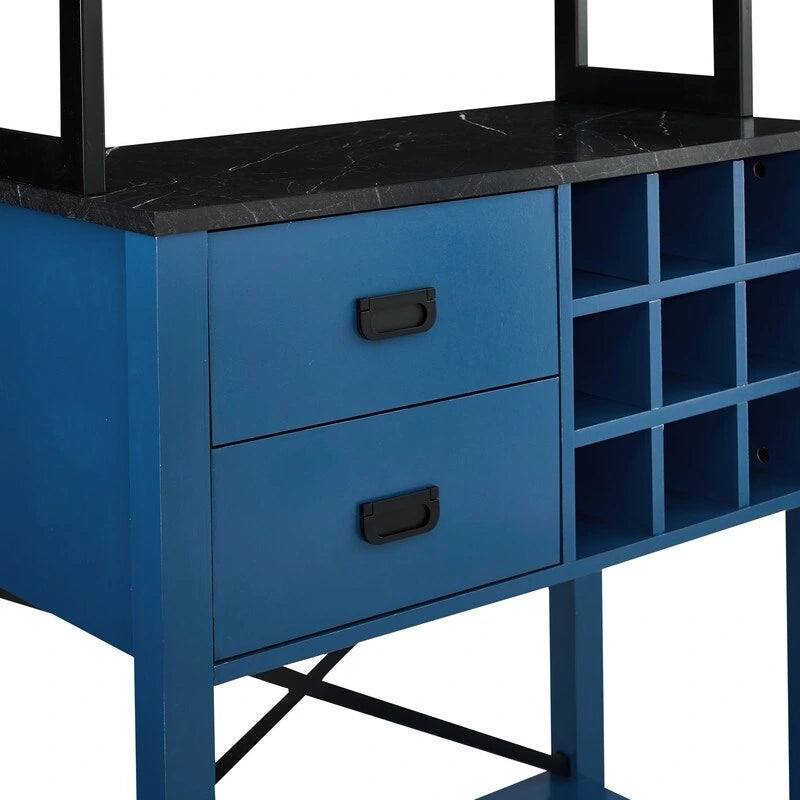 Mueble buffet de madera de 32 pulg. con botellero - Capacidad para 9 botellas