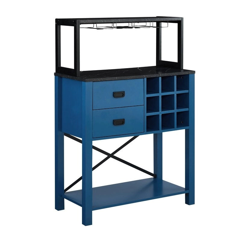 Mueble buffet de madera de 32 pulg. con botellero - Capacidad para 9 botellas
