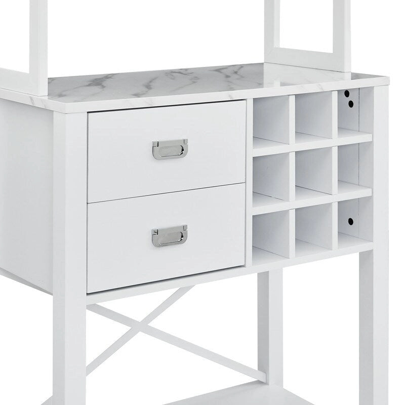 Mueble buffet de madera de 32 pulg. con botellero - Capacidad para 9 botellas