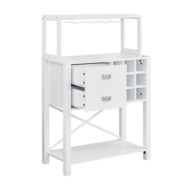 Mueble buffet de madera de 32 pulg. con botellero - Capacidad para 9 botellas