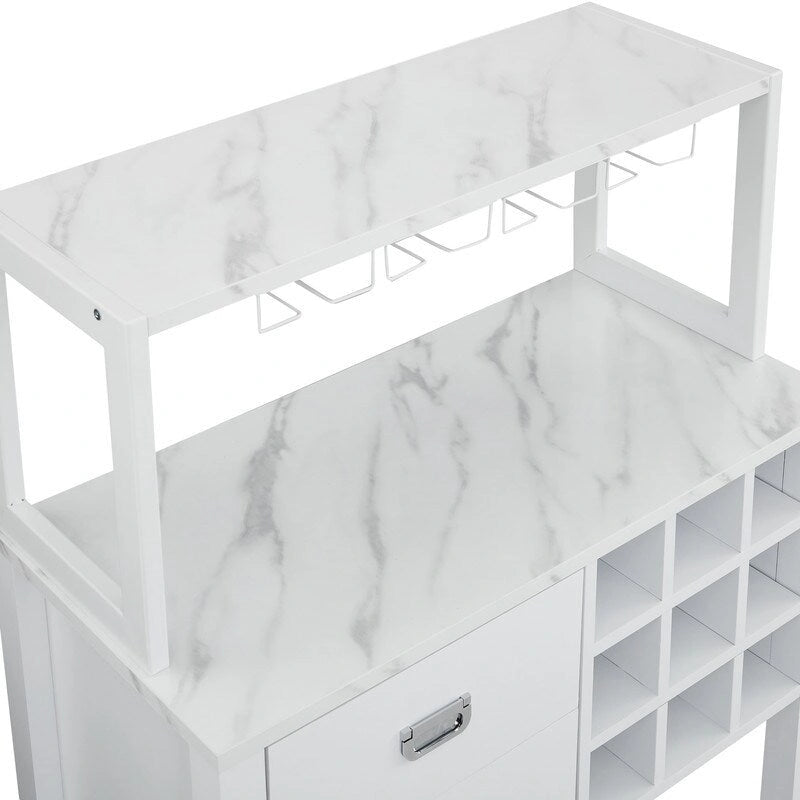Mueble buffet de madera de 32 pulg. con botellero - Capacidad para 9 botellas