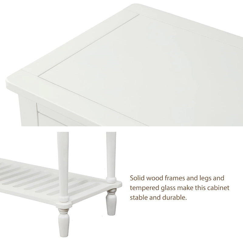 Mueble aparador con estante inferior, armario de almacenamiento de madera/cristal de estilo rústico para sala de estar