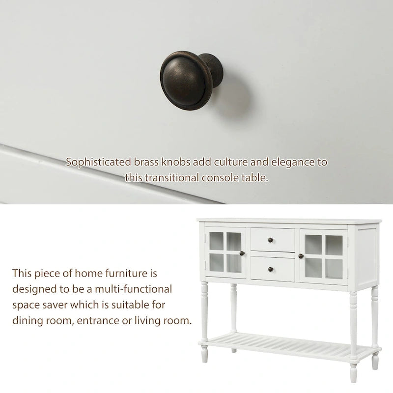 Mueble aparador con estante inferior, armario de almacenamiento de madera/cristal de estilo rústico para sala de estar