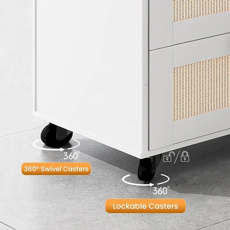 Archivador con cajones y cerradura, archivador lateral móvil para oficina en casa con estantes de almacenamiento abiertos