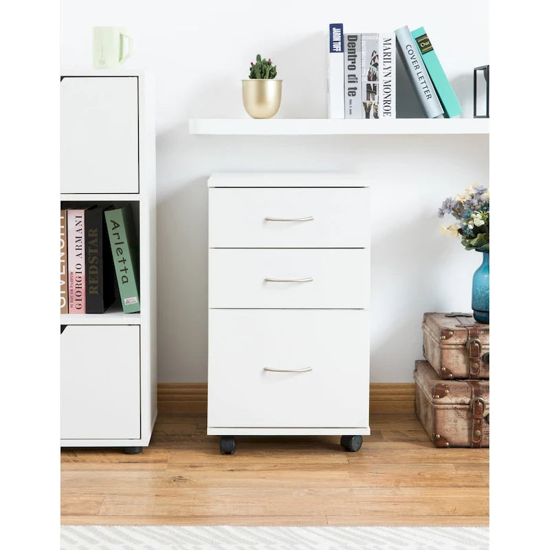 Archivador móvil con 3 cajones y ruedas giratorias - Perfecto para oficina en casa y espacio de trabajo - Cabe debajo del escritorio