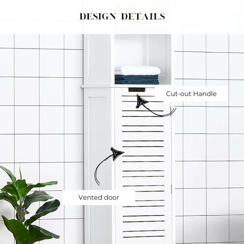 Miami Armario Alto de Almacenamiento para Baño Blanco Delgado - 13 7/8L x 10.4W x 68H