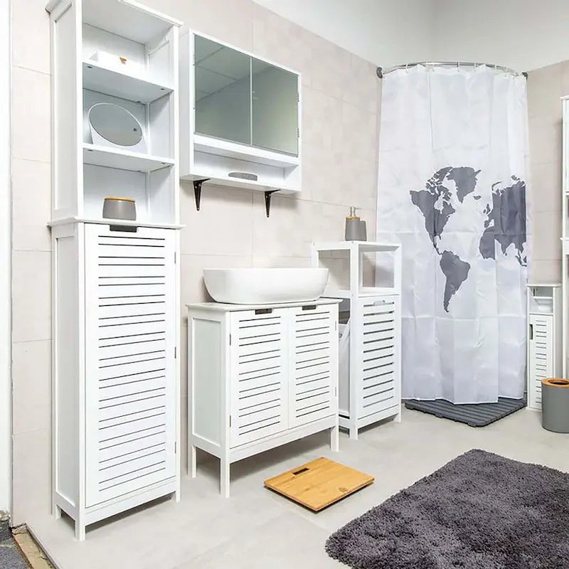Miami Armario Alto de Almacenamiento para Baño Blanco Delgado - 13 7/8L x 10.4W x 68H