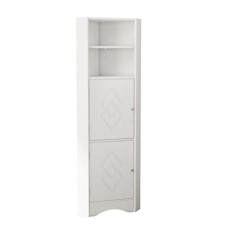Mueble esquinero de baño con puertas y estantes ajustables