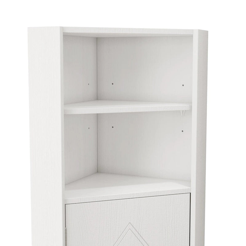 Mueble esquinero de baño con puertas y estantes ajustables
