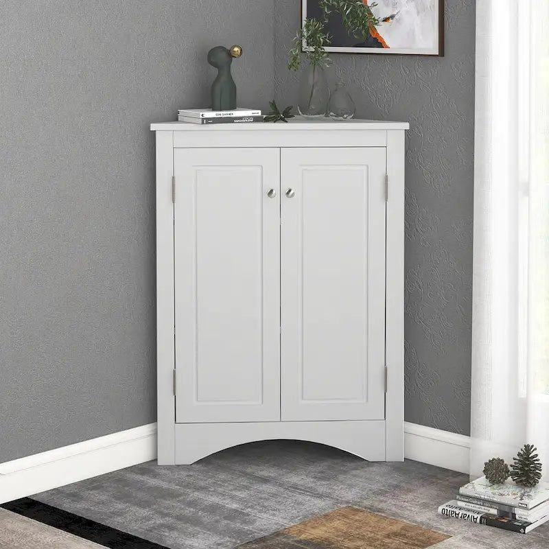 Mueble de almacenamiento esquinero para baño con estantes ajustables, mueble de suelo independiente