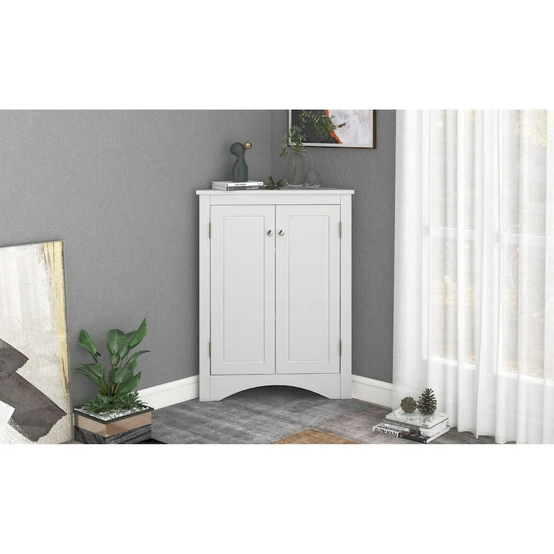 Mueble de almacenamiento esquinero para baño con estantes ajustables, mueble de suelo independiente