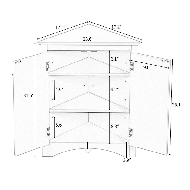 Mueble de almacenamiento esquinero para baño con estantes ajustables, mueble de suelo independiente