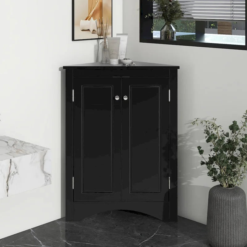 Mueble de almacenamiento esquinero para baño con estantes ajustables, mueble de suelo independiente