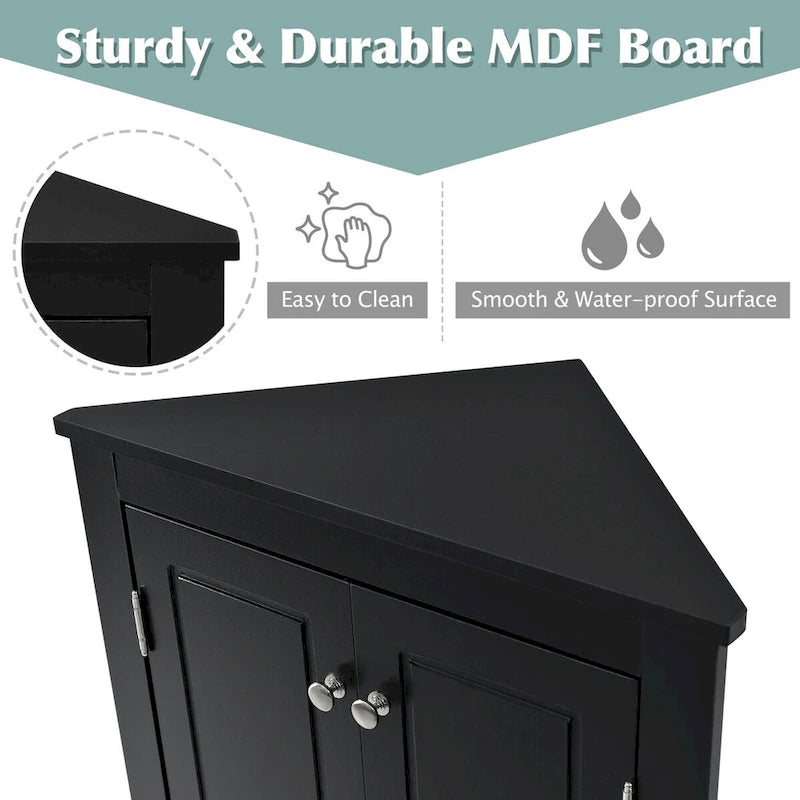 Mueble de almacenamiento esquinero para baño con estantes ajustables, mueble de suelo independiente