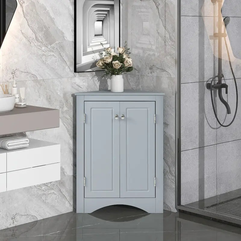 Mueble de almacenamiento esquinero para baño con estantes ajustables, mueble de suelo independiente