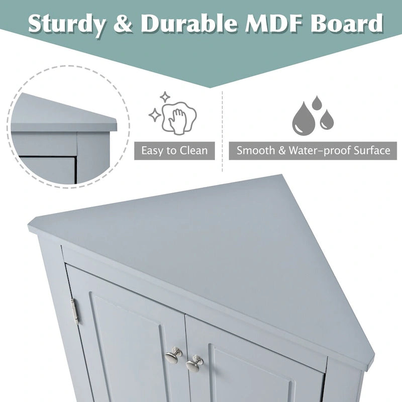 Mueble de almacenamiento esquinero para baño con estantes ajustables, mueble de suelo independiente