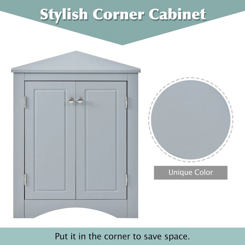 Mueble de almacenamiento esquinero para baño con estantes ajustables, mueble de suelo independiente