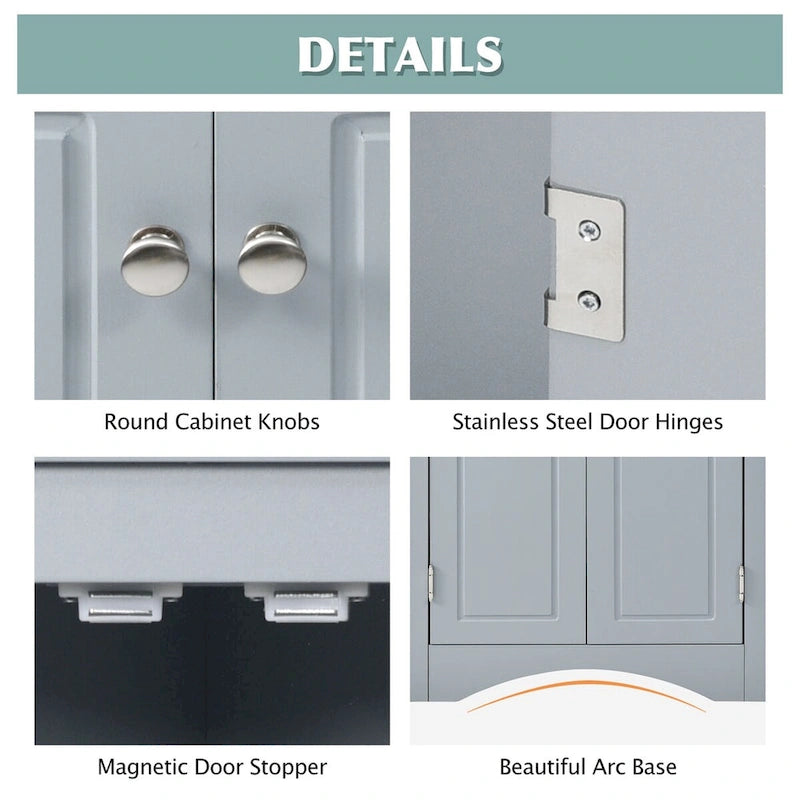 Mueble de almacenamiento esquinero para baño con estantes ajustables, mueble de suelo independiente