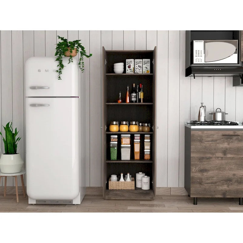 Mueble de lino independiente de 23.6 pulg. de ancho x 71.1 pulg. de alto con 5 estantes