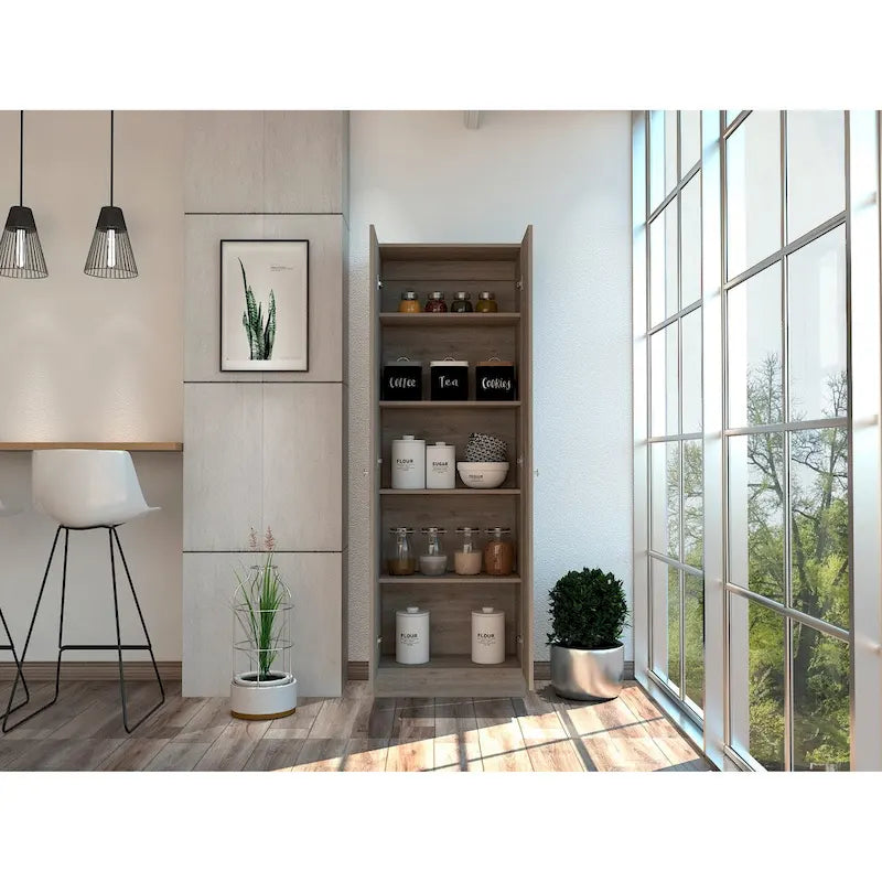 Mueble de lino independiente de 23.6 pulg. de ancho x 71.1 pulg. de alto con 5 estantes