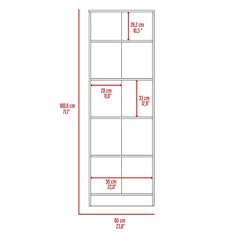 Mueble de lino independiente de 23.6 pulg. de ancho x 71.1 pulg. de alto con 5 estantes