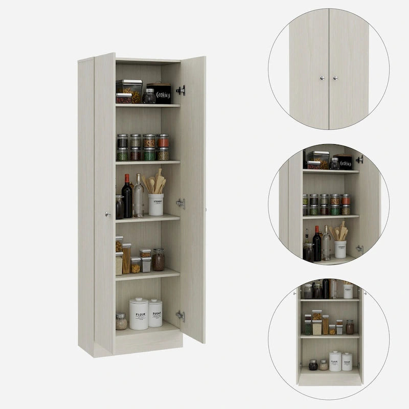 Mueble de lino independiente de 23.6 pulg. de ancho x 71.1 pulg. de alto con 5 estantes