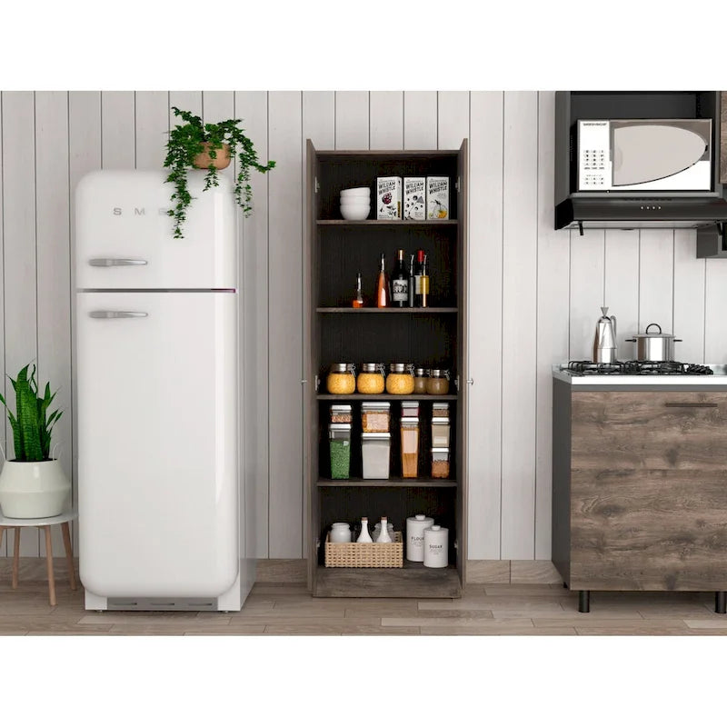 Mueble de lino independiente de 23.6 pulg. de ancho x 71.1 pulg. de alto con 5 estantes
